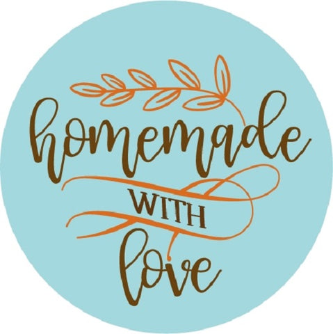 48x hochwertige Etiketten "homemade WITH love" rund hohe Klebekraft 4cm Aufkleber
