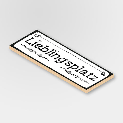 Holzschild "Lieblingsplatz" bedruckt 10x28cm Deko