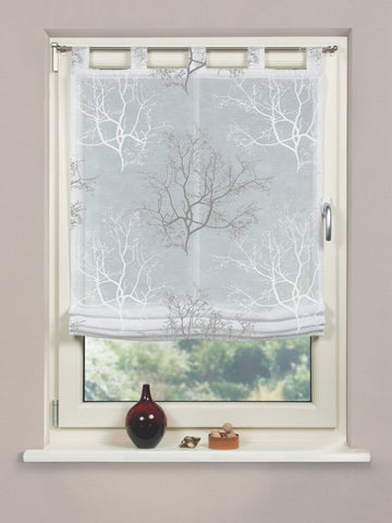 Raffrollo Baum mit Schlaufen grau BxH 80/100/120/140x140cm