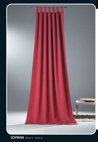 Verdunklungsvorhang Sopran Schlaufe rot oder schwarz BxH 135x245cm