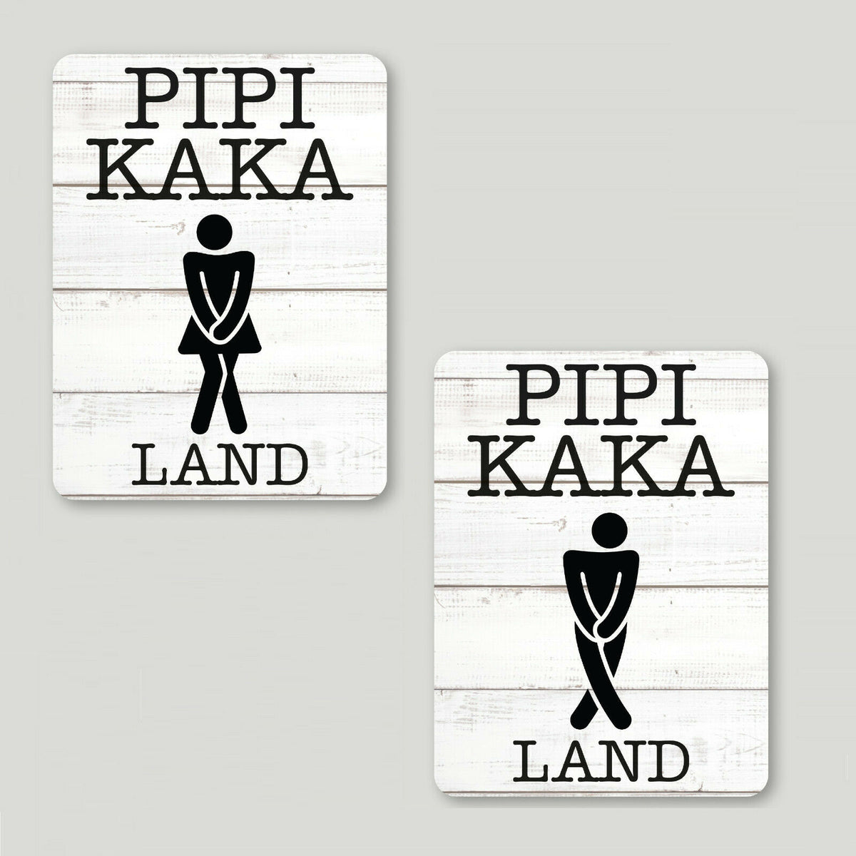 2er Set Alu Dibond Türschild Pipi Kaka Land 12x16cm