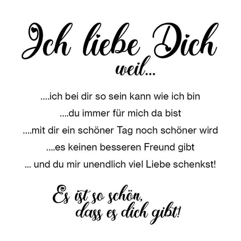 Holzschild "Ich liebe Dich" bedruckt 15x15cm Deko