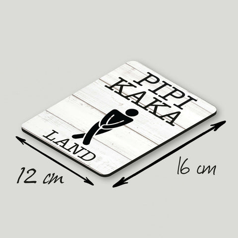 2er Set Alu Dibond Türschild Pipi Kaka Land 12x16cm