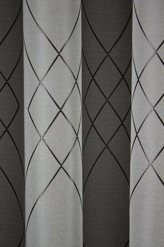 Ösenschal bestickt Raute grau silber BxH 140x245cm